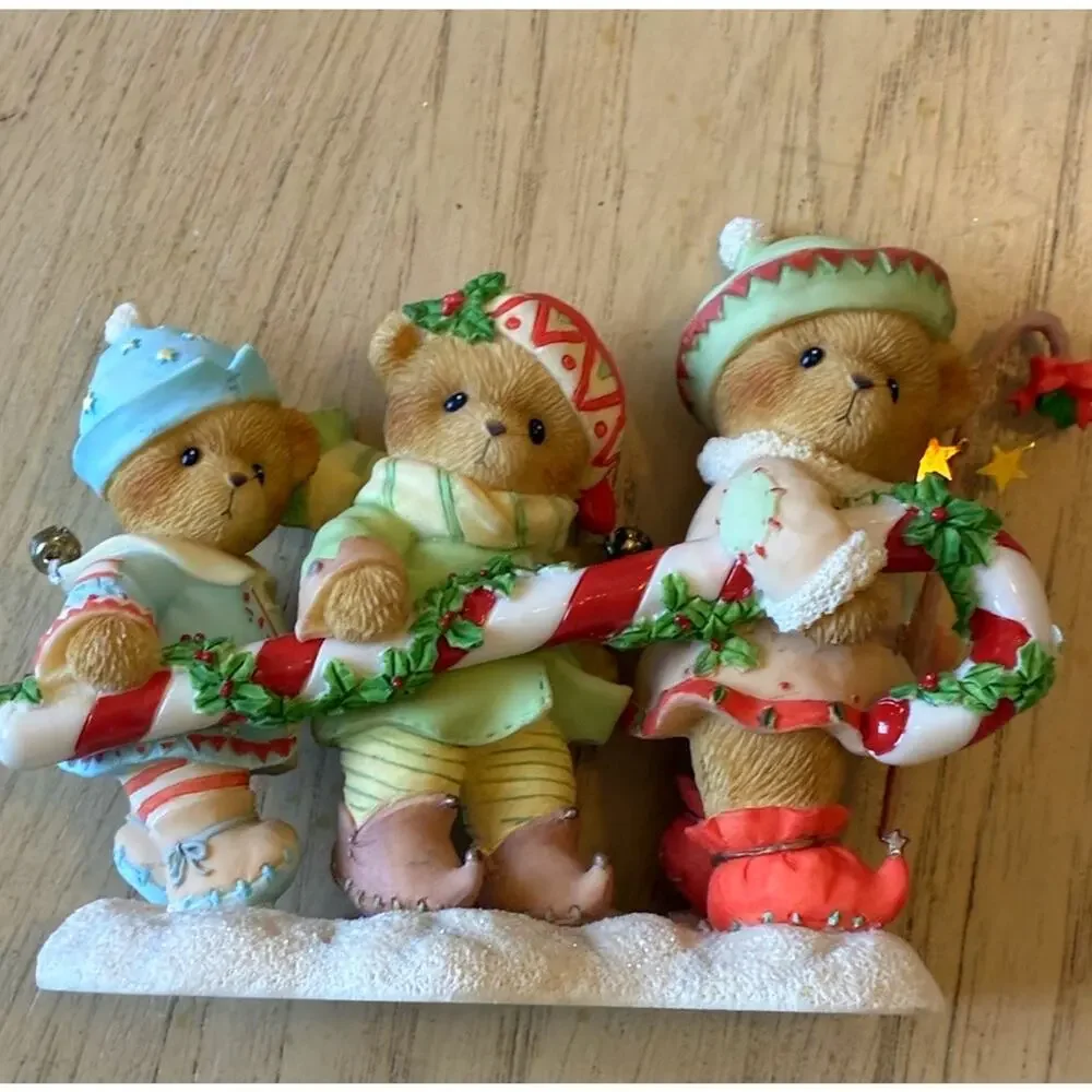 Cherished Teddies Adam Karen Katelyn Bringing A Sweet Season Candy Cane LOW REG